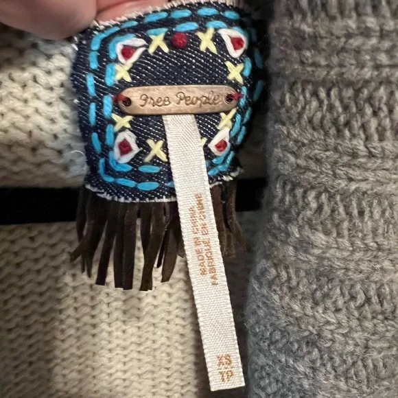 Free People xs Lambswool Aztec Tribal Knit Cardigan Sweater maxi vest - Picture 2 of 11